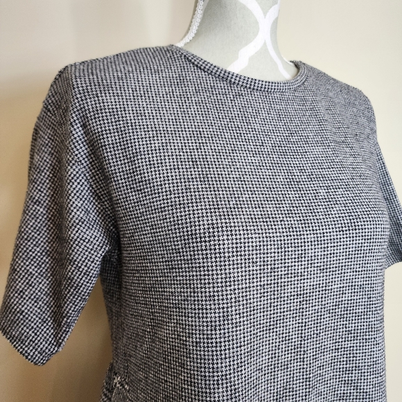 ZARA Houndstooth Pattern Mini Dress Gray Plaid Size Medium Academia Preppy - Picture 4 of 7